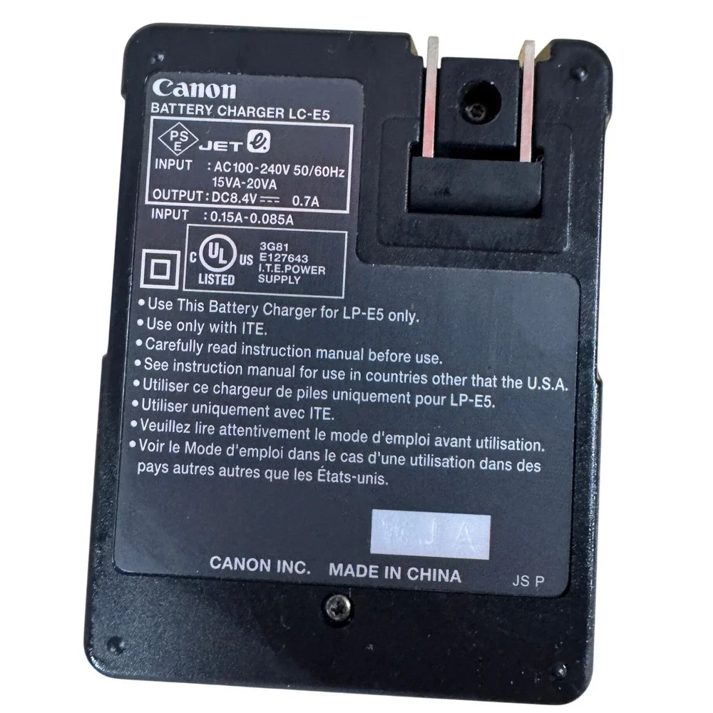 Canon Battery Charger LC-E5 for LP-E5 Battery EOS Rebel T1i XS XSi Black